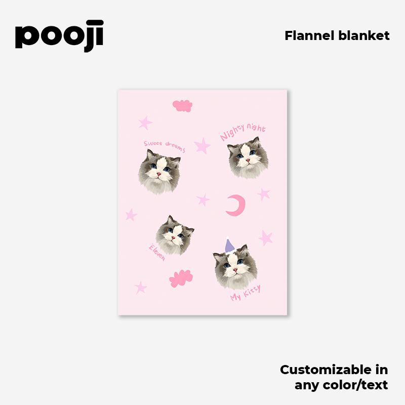 POOJI Original Design Flannel Blanket - Customized Gift for Sofa, Nap, and Pet