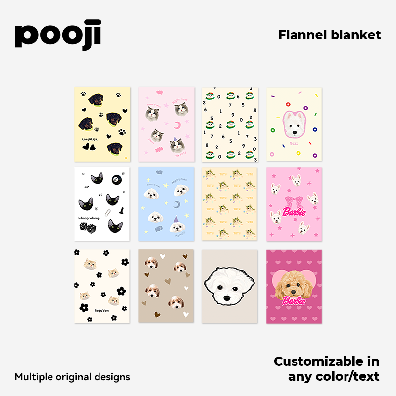 POOJI Original Design Flannel Blanket - Customized Gift for Sofa, Nap, and Pet